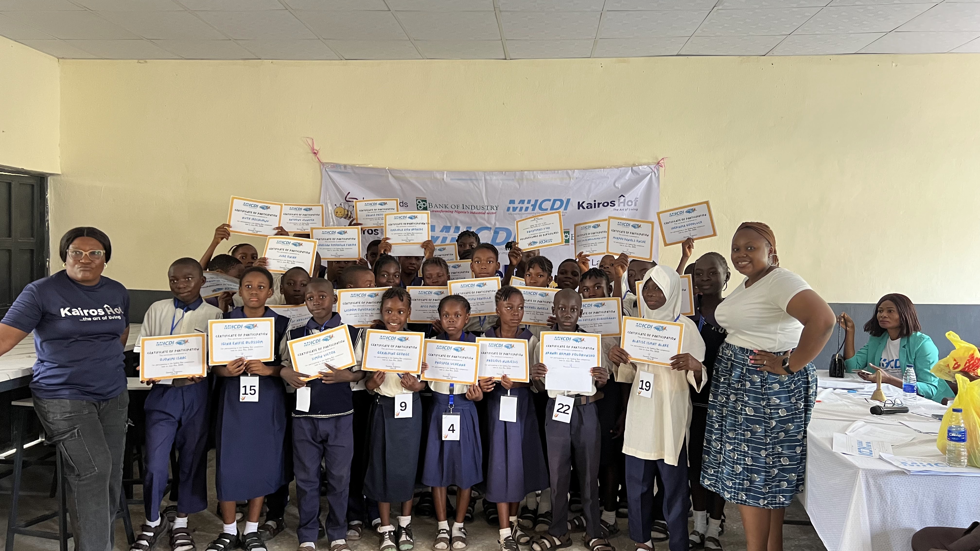 MHCDI education programme — children learning in renovated classroom, Nigeria